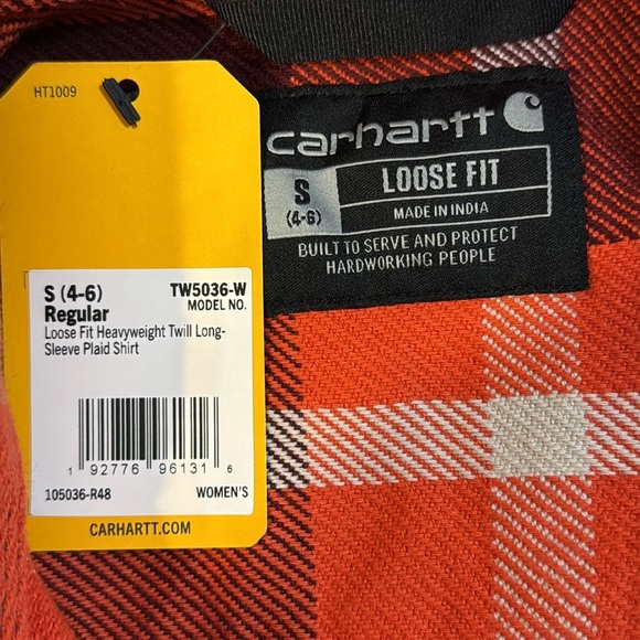 Carhartt Loose Fit Heavyweight Twill Long-Sleeve Plaid Button Up Shirt Women’s S - Picture 7 of 8